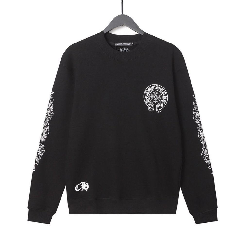 Chrome Hearts Big Horseshoe Print CrewNeck Sweatshirt
